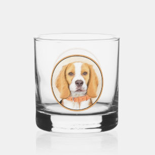 Beagle Hound Dog Malerei Original Tierart Whiskyglas