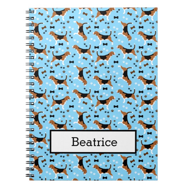 Beagle Hound Dog Paw Print Blue Notizblock (Vorderseite)