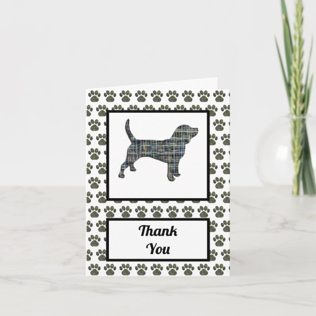 Beagle Hound Dog Silhouette Grid Danke (Vorderseite)