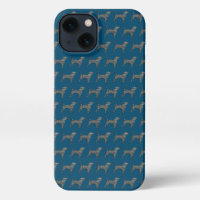 Beagle Hound Hund Niedliche Silhouette Grid Blue
