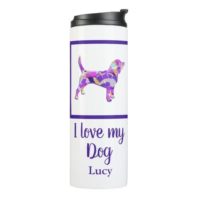 Beagle Hound Hund Niedliche Silhouette PPY&B Thermosbecher (Nach links gedreht)