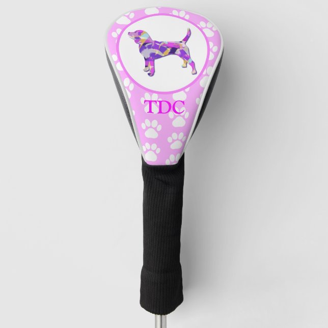 Beagle Hound Hund Silhouette Paw Pink PY&B Golf Headcover (Vorderseite)