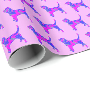 Beagle Hound Hund Silhouette Rosa/Blau Rosa Gesche Geschenkpapier