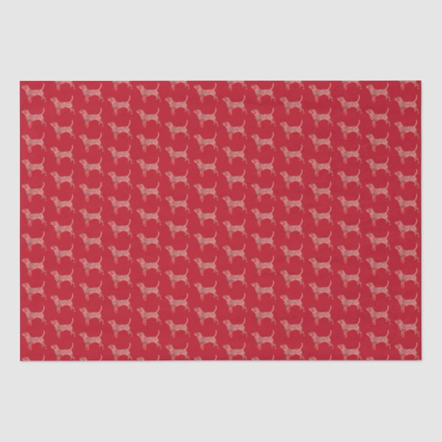 Beagle Hound Hund Weihnachts-Silhouette Rot Seidenpapier (Vorderseite)