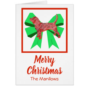 Beagle Hound Weihnachtshund & Green Bow Card
