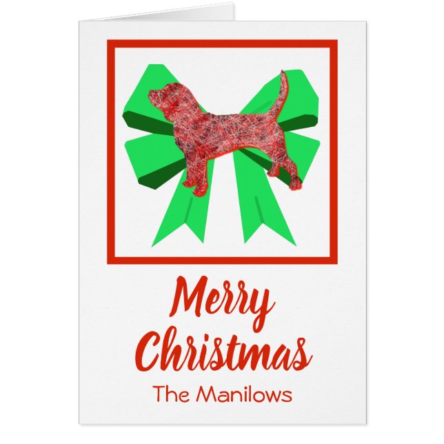 Beagle Hound Weihnachtshund & Green Bow Card (Vorne)