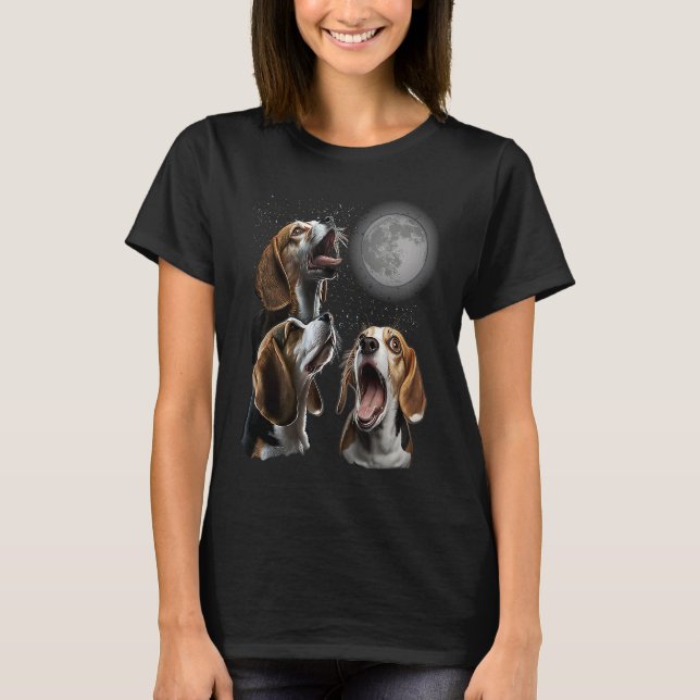 Beagle Howling At Moon for Mom & Dad T-Shirt (Vorderseite)