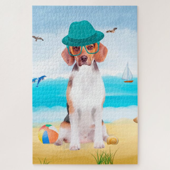 Beagle-Hund am Strand (Vertikal)