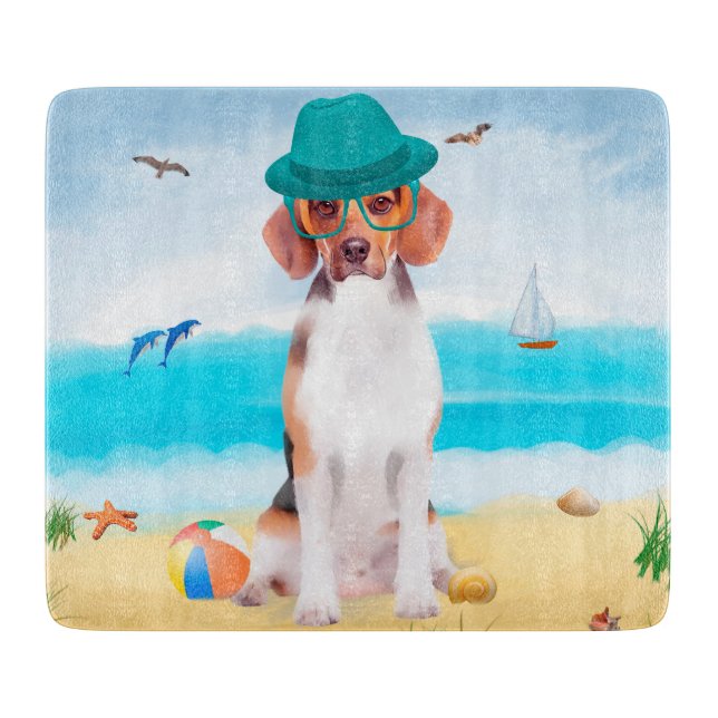 Beagle-Hund am Strand Schneidebrett (Vorderseite)