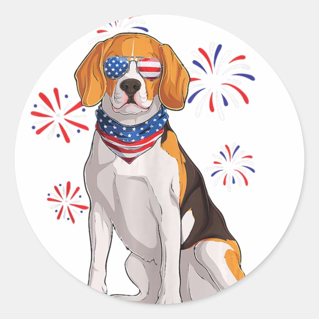 Beagle-Hund Amerikanisch-usa-Fahne Männer Beagle-L Runder Aufkleber (Vorderseite)
