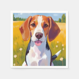 Beagle-Hund Aquarell Haustiermalerei Serviette