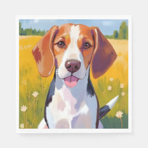 Beagle-Hund Aquarell Haustiermalerei Serviette