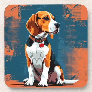 Beagle-Hund auf abstraktem Hintergrund Getränkeuntersetzer