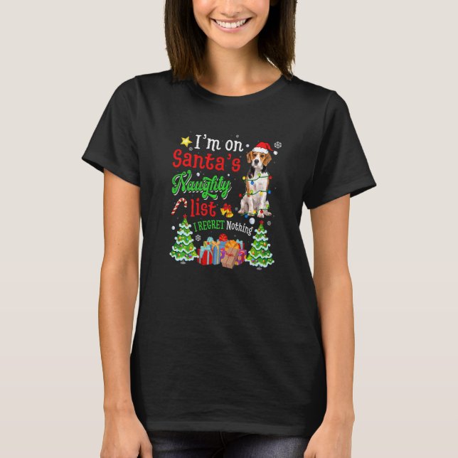 Beagle Hund auf Weihnachtsfeiern T-Shirt (Vorderseite)