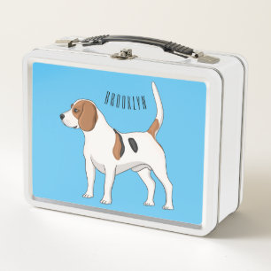 Beagle-Hund-Cartoon-Illustration Metall Brotdose