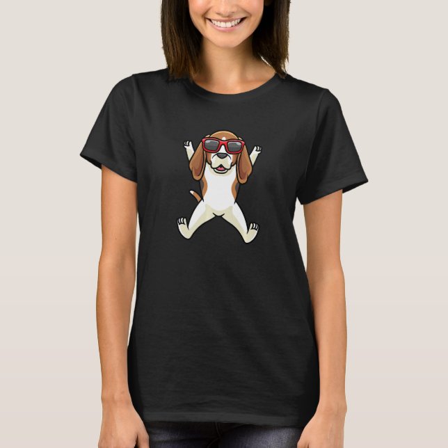 Beagle Hund Englisch Beagle mit Sonnenbrille tanze T-Shirt (Vorderseite)