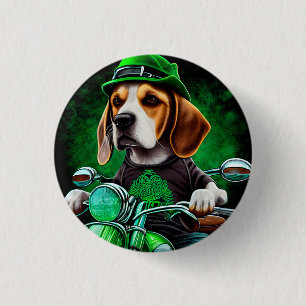 Beagle Hund Fahrrad St. Patrick's Day Button