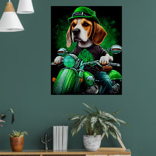 Beagle Hund Fahrrad St. Patrick's Day Poster