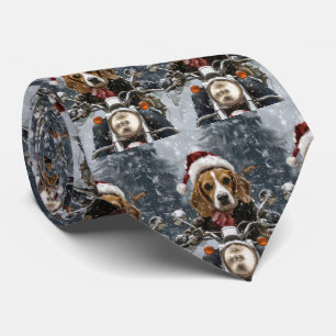 Beagle Hund fährt Motorrad Weihnachten Krawatte