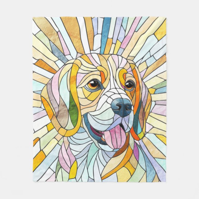 Beagle-Hund - farbenfrohe Mosaikkunst Fleecedecke (Vorderseite)