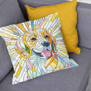 Beagle-Hund - farbenfrohe Mosaikkunst Kissen