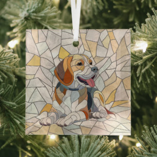 Beagle-Hund - farbenfrohe Mosaikkunst Ornament Aus Glas