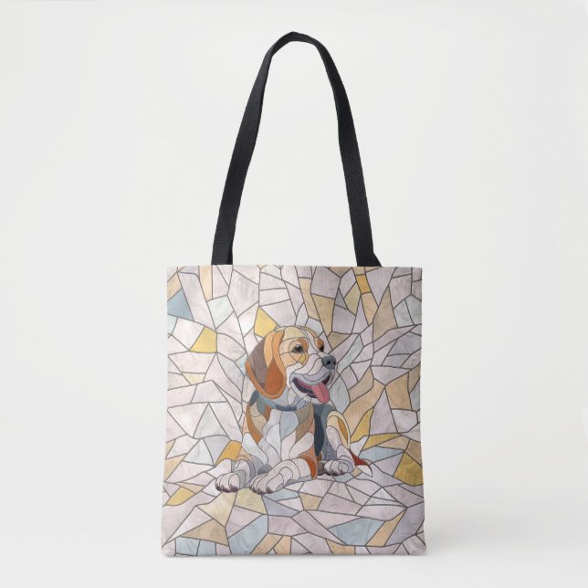 Beagle-Hund - farbenfrohe Mosaikkunst Tasche (Vorderseite)