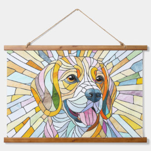 Beagle-Hund - farbenfrohe Mosaikkunst Wandteppich Mit Holzrahmen