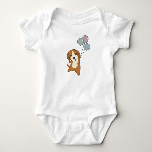 Beagle Hund fliegt mit Balloons Baby Strampler (Vorderseite)