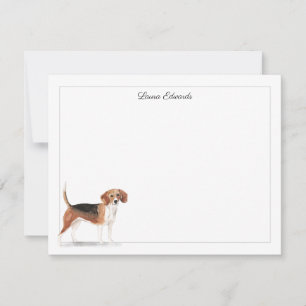 Beagle Hund Graue Grenze Personalisierte Stationie Mitteilungskarte
