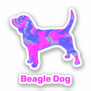 Beagle Hund Hot Pink & Blue Vinyl Sticker
