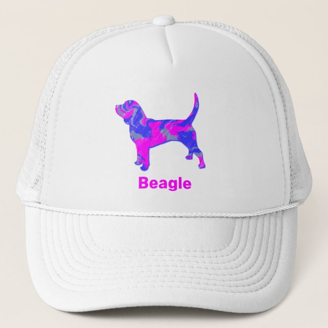 Beagle Hund Hund Niedlich rosa Silhouette Custom Truckerkappe (Vorderseite)