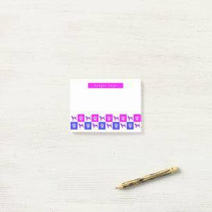 Beagle Hund Hund & Paw Hot Pink & Blue Post-it Klebezettel