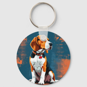 Beagle-Hund im abstrakten Hintergrund Schlüsselanhänger