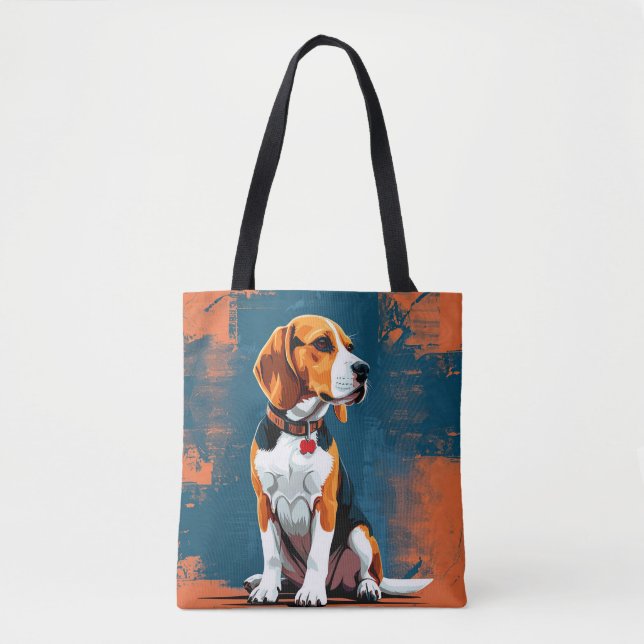 Beagle Hund im Abstrakten Hintergrund Tasche (Vorderseite)