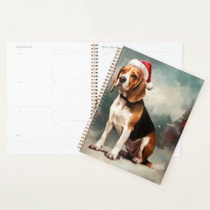 Beagle Hund im Schnee Weihnachten Planer