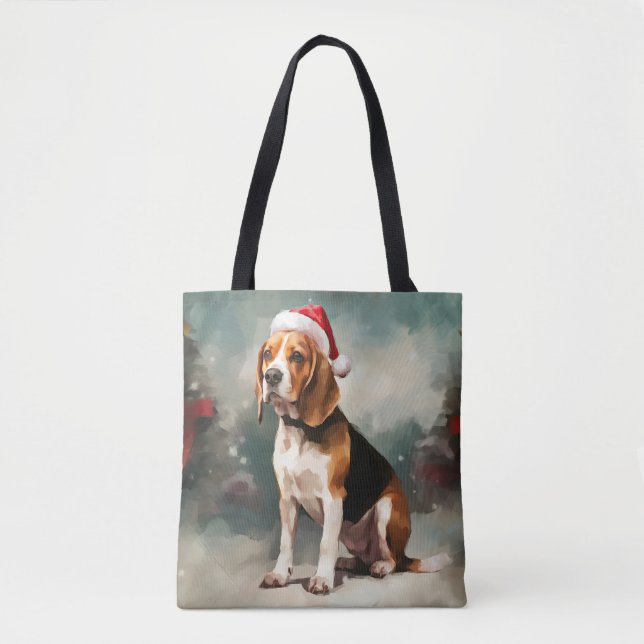 Beagle Hund im Schnee Weihnachten Tasche (Vorderseite)