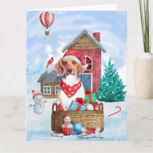 Beagle-Hund im Schnee Weihnachts-Hundehütte Karte