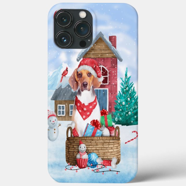 Beagle Hund im Schnee Weihnachtshundehaus Case-Mate iPhone Hülle (Rückseite)