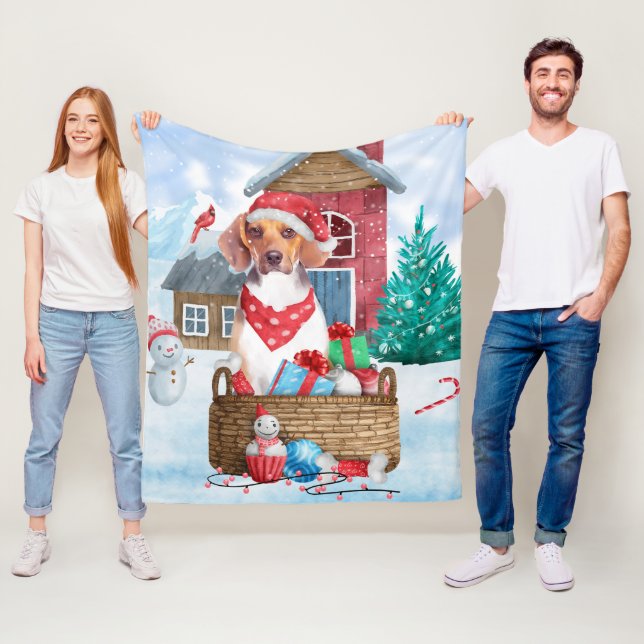 Beagle Hund im Schnee Weihnachtshundehaus Fleecedecke (Beispiel)