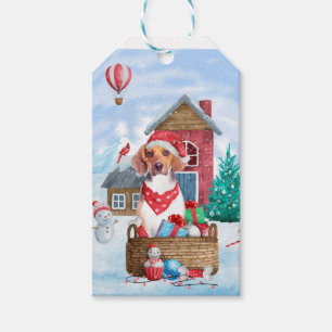 Beagle Hund im Schnee Weihnachtshundehaus Geschenkanhänger