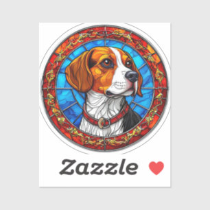 Beagle-Hund in lebendiger Glasmalerei Aufkleber