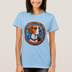 Beagle-Hund in lebendiger Glasmalerei-Kunst T-Shirt