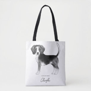 Beagle Hund in Schwarz/Weiß und benutzerdefinierte Tasche