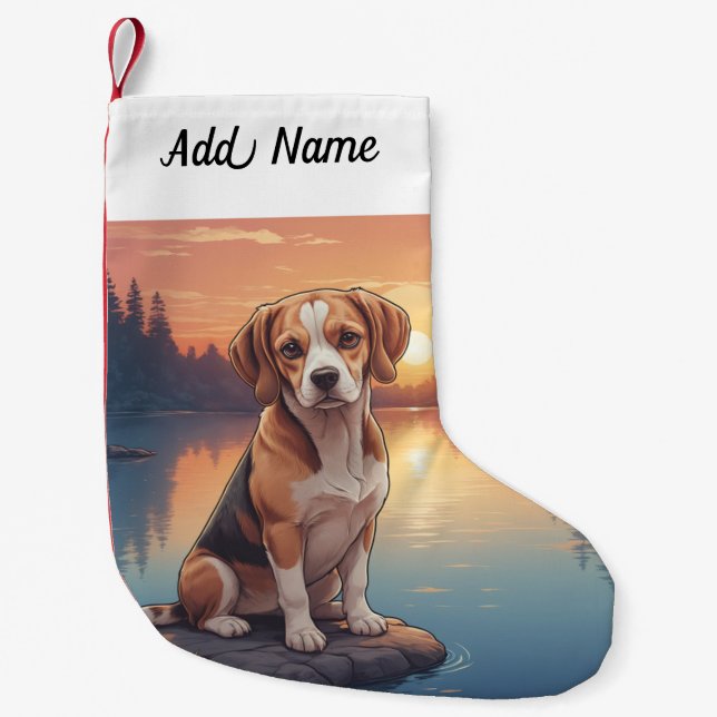 Beagle Hund Kleiner Weihnachtsstrumpf (Vorderseite)