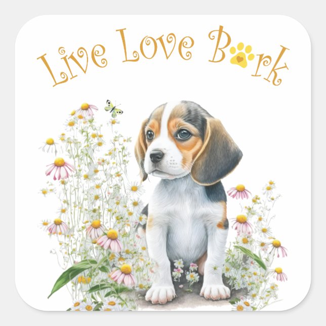 Beagle Hund Mama Bläschen Quadratischer Aufkleber (Vorderseite)