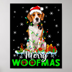 Beagle Hund Merry Woofmas Lustige Weihnachtsbeleuc Poster