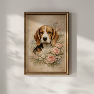 Beagle-Hund mit Rosen Poster