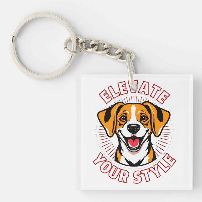 Beagle Hund mit Text Art Schlüsselanhänger (Vorderseite)