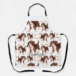 Beagle Hund nahtlos Muster Individuelle Name Schürze